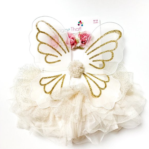 Other - NWT fairy costume glitter wings, floral headband